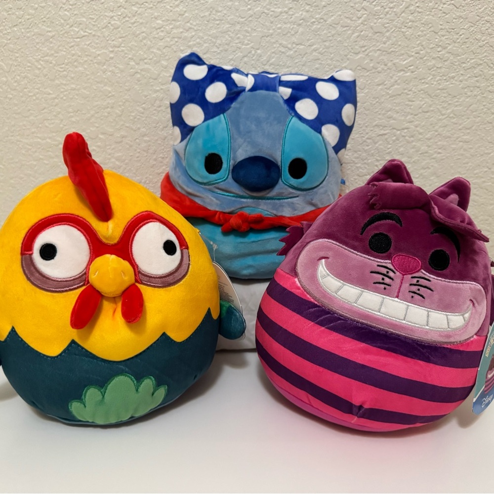 Disney Squishmallows Trio - Stitch, Heihei, Cheshire Cat